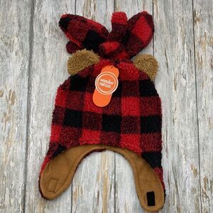 Toddler Boys Plaid Faux Sherpa Hat & Mittens 2-Piece Set